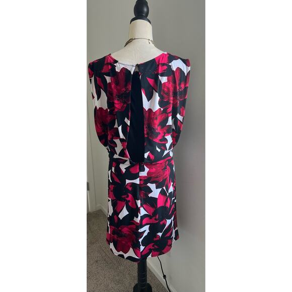 Worthington Woman Sleeveless Floral Black and Red Career Formal Sheath Dress XL - Picture 5 of 9